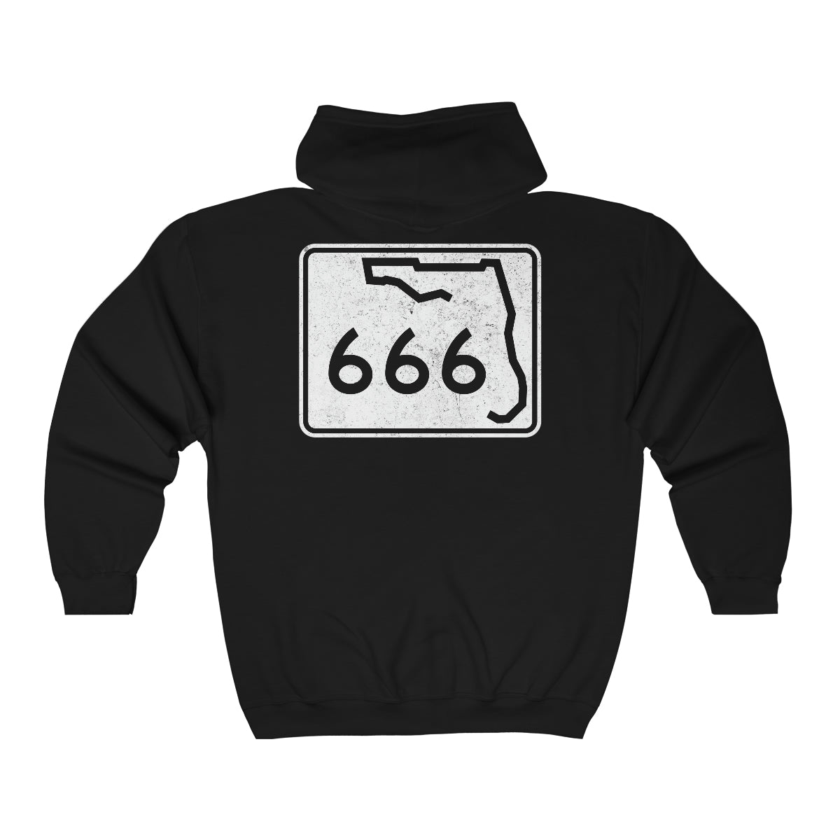 666 White Logo -  Full Zip Hooded Sweatshirt